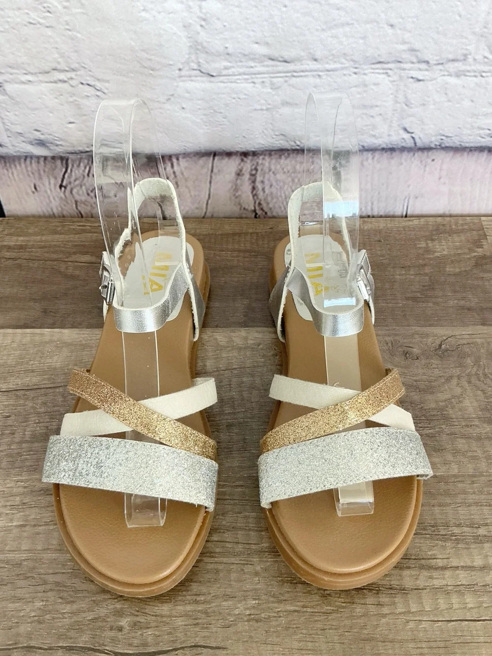 MIA Girls Strappy Gladiator Sandals Velcro Strap Size 3